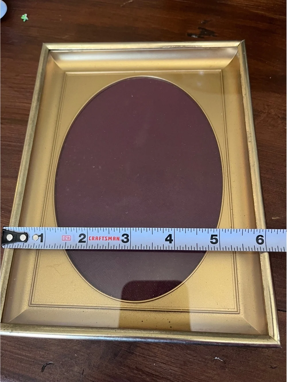 Vintage Gold-Tone Oval Photo Frame with Velvet Back Stand, 6x8 Inches